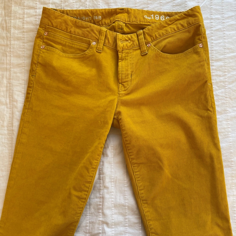 Golden Yellow Corduroy Gap Straight Leg Pants